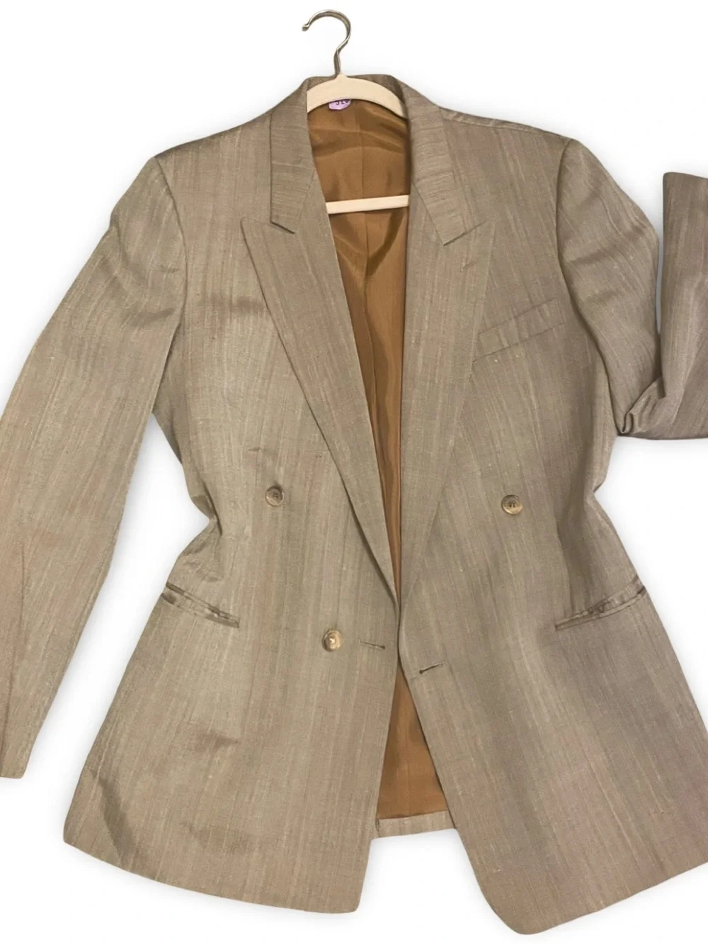 Classic Men's Double-Breasted Blazer in Beige